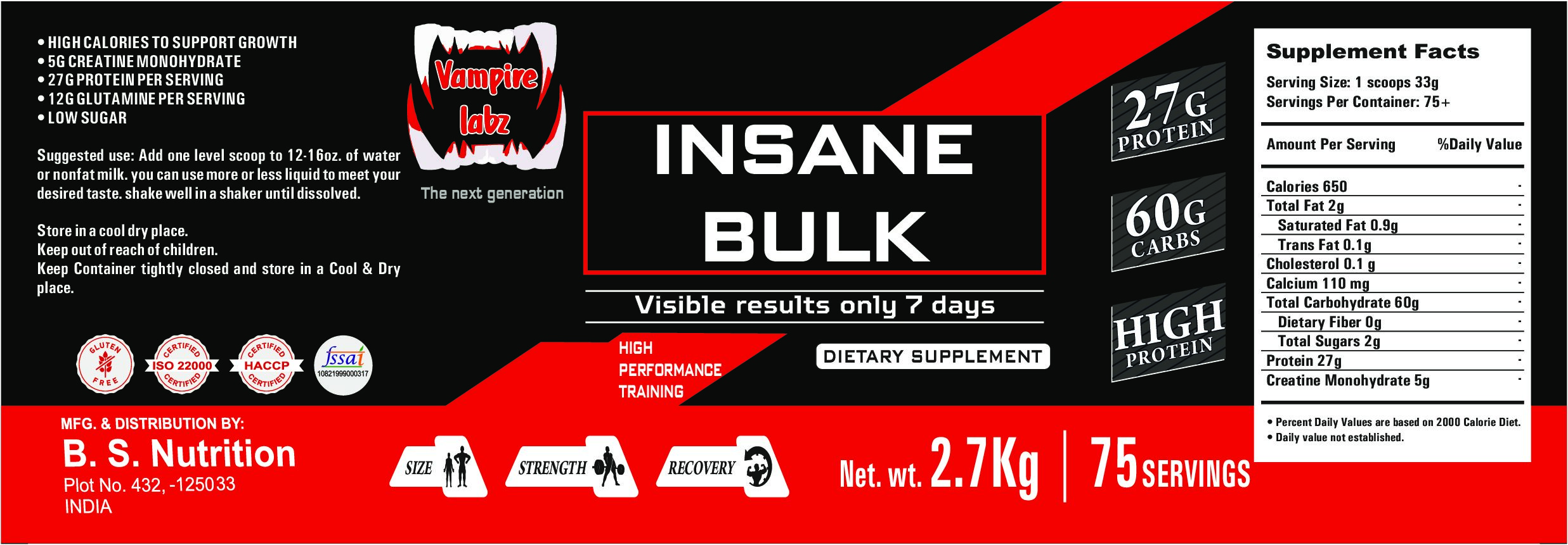 INSANE BULK 2.7 KG