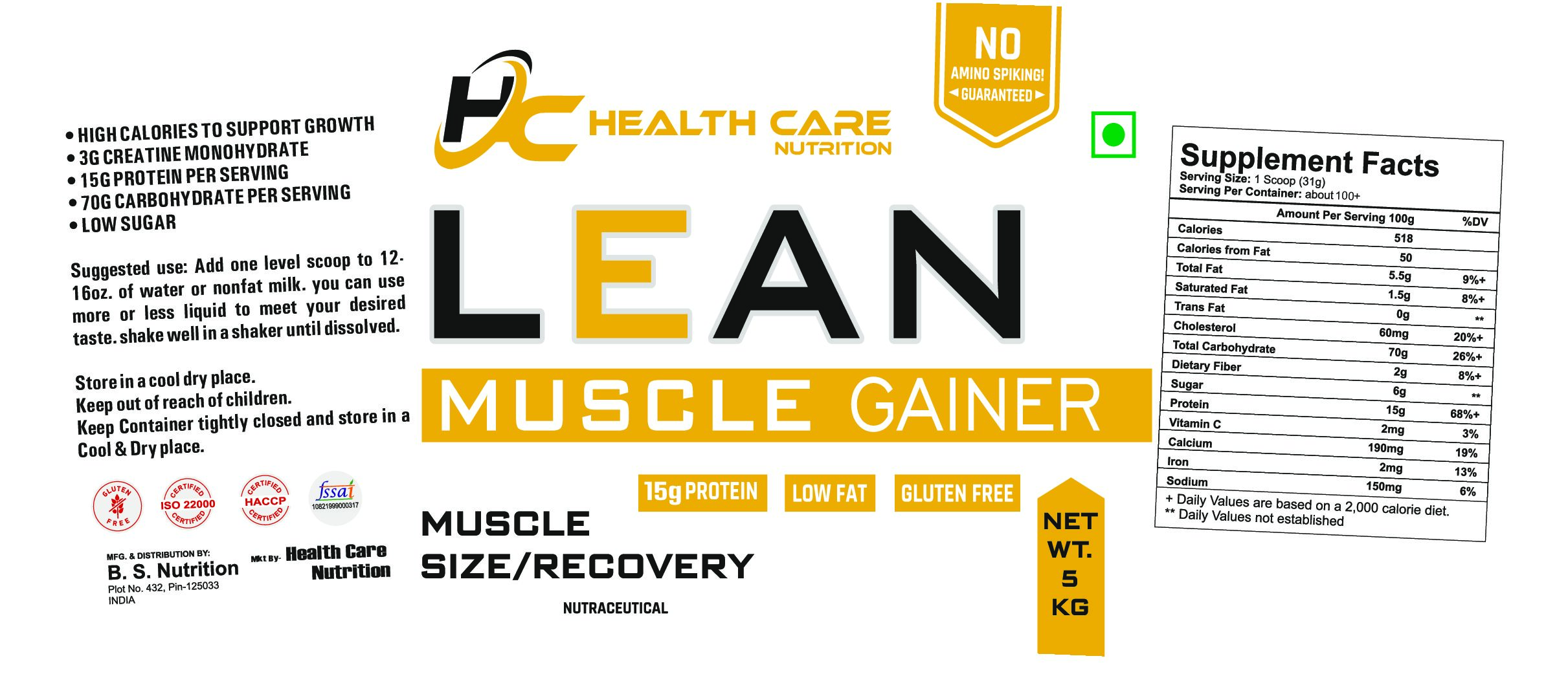 LEAN MUSCLE GAINER 5 KG