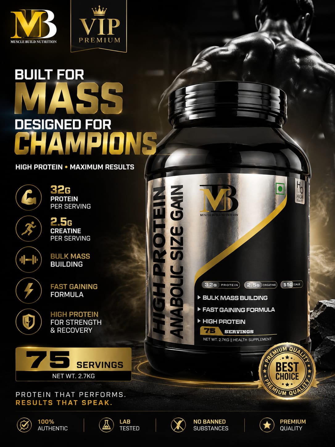 HIGH PROTEIN ANABOLIC SIZE GAIN 2.7  KG